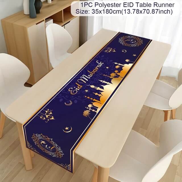 Table Runner EID Mubarak Colorful Decoration Ramadan Muslim Event Gift - Image 1