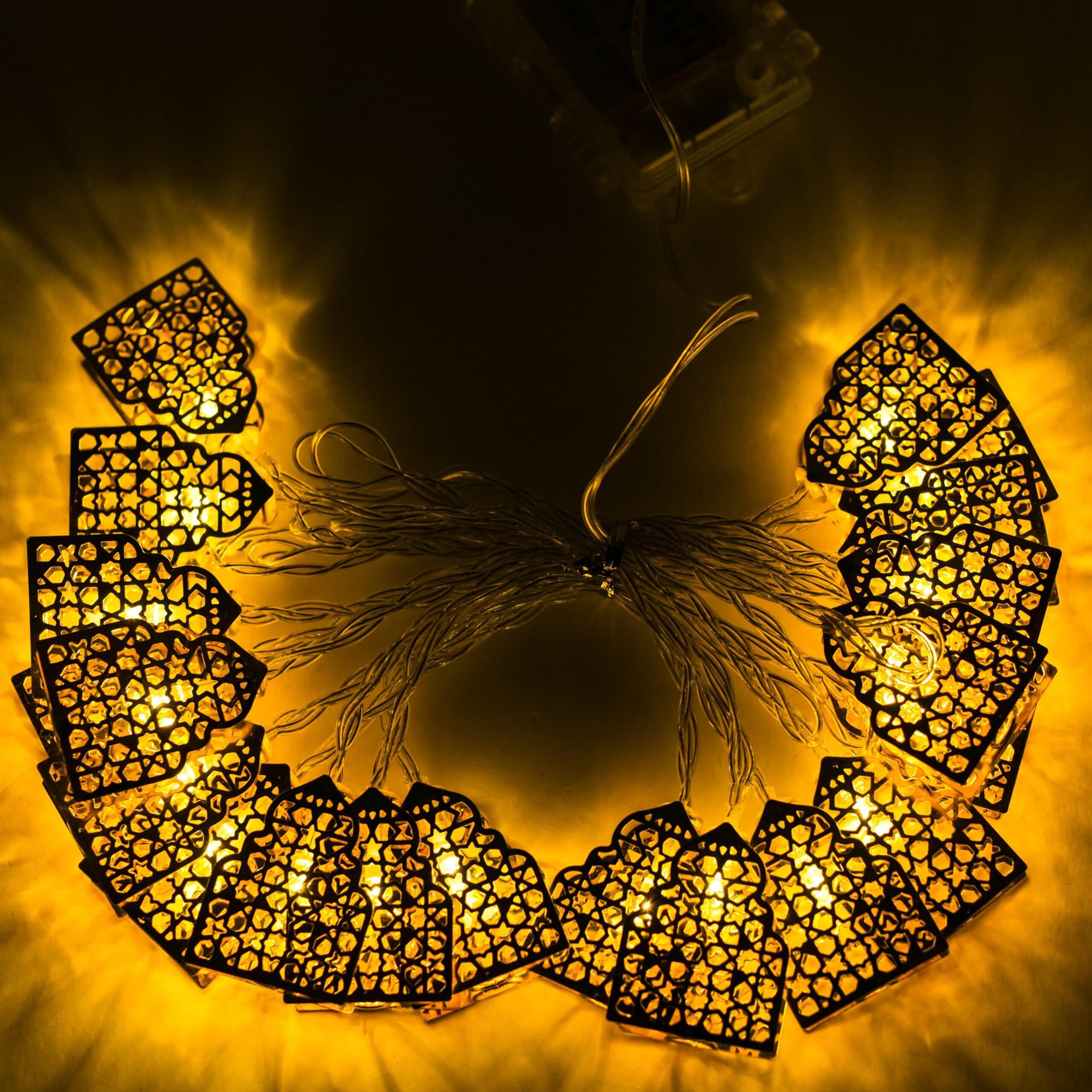 Minar 15 ft Premium 20 LED String Moon Star Eid Ramadan Decoration Night Light with Remote - Image 1